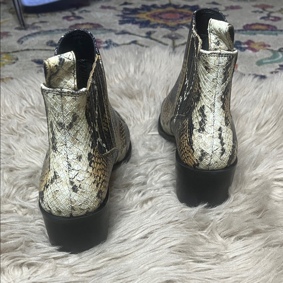 Crown Vintage Snake-Print Ankle Boots in Black, Tan & Cream - Picture 4 of 6